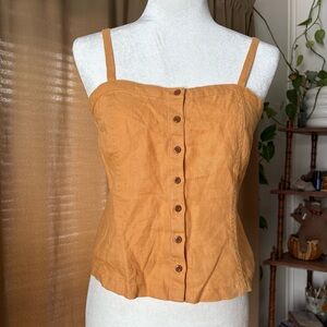 Everlane Sunset Picnic 100% Linen Buttoned Camisole Top Size 2